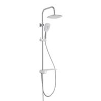 AQUASTAR hoofddouche set met zijdelingse planchet, chroom-wit wellness hoofddouche met antikalk nozzles, hoofddouche: ca. 20 x 20 cm handdouche, 3 functies, met antikalk nozzles, maat: (b x l) ca. - thumbnail