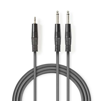 Stereo audiokabel | 2x 6,35 mm male - 3,5 mm male | 5,0 m | Grijs
