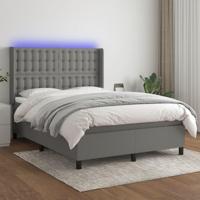 Boxspring met matras en LED stof donkergrijs 140x190 cm - thumbnail
