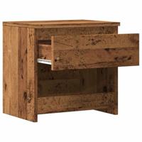 Nachtkastje 40x30x39 cm bewerkt hout oud houtkleurig - thumbnail