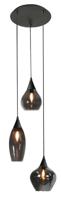 Highlight HanglampCambio zwart 3-lichts smoke glas - H5857.01 - thumbnail