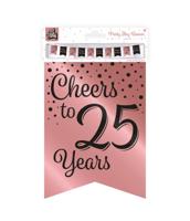 Verjaardagsslinger Vaandel 25 Jaar Roze/Zwart (6m) - thumbnail