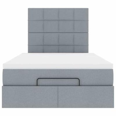 Ottoman bed met matras en LED's 120x200cm stof lichtgrijs