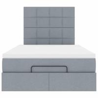 Ottoman bed met matras en LED's 120x200cm stof lichtgrijs - thumbnail
