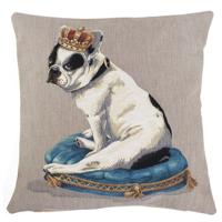 Gobelin Kussen Franse Buldog met Kroon (45 x 45 cm) - thumbnail