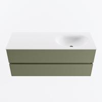 MONDIAZ VICA 120cm badmeubel onderkast Army 2 lades. Wastafel MOON rechts 1 kraangat, kleur Talc. - thumbnail