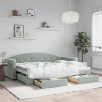 Slaapbank onderschuifbed en lades 80x200 cm fluweel lichtgrijs - thumbnail