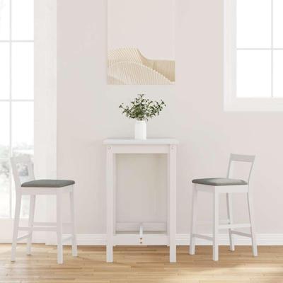 Barkrukken met kussens 2 stuks wit massief hout rubber