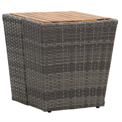 Theetafel 41,5x41,5x43 cm poly rattan massief acaciahout grijs