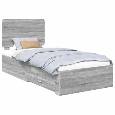 Bedframe met hoofdeinde Grijs Sonoma 90 x 190 cm Bewerkt hout
