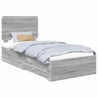 Bedframe met hoofdeinde Grijs Sonoma 90 x 200 cm Bewerkt hout - thumbnail