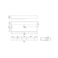 Brauer Lunar Wastafel - 120 cm - met 1 Spoelbak en 0 Kraangaten - Keramiek Hoogglans Wit - thumbnail