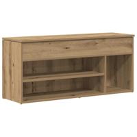Schoenenbank 102x30,5x45 cm bewerkt hout artisanaal eikenkleur - thumbnail