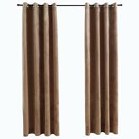VidaXL Gordijn verduisterend met ringen 2 st 140x245 cm fluweel beige - thumbnail