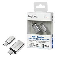 LogiLink AU0040 USB 3.1 C USB 3.0 A, Micro USB 2.0 Aluminium kabeladapter/verloopstukje - thumbnail