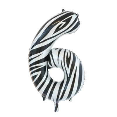 Folieballon Cijfer 6 Zebra (86cm)