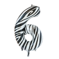 Folieballon Cijfer 6 Zebra (86cm) - thumbnail