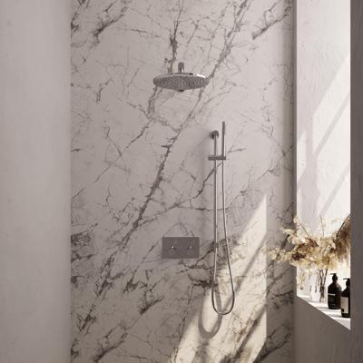 Chrome Carving thermostatische inbouw regendouche set met 30 cm douchekop en staaf handdouche