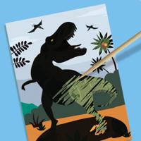 Dinosaurussen 2 in 1 - Vormen, schilderen en krabben - Creatieve hobby's - SES CREATIVE - Vorm, verf en kras dinosaurussen. - thumbnail