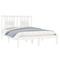 Bedframe massief grenenhout wit 140x190 cm - thumbnail