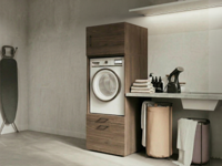 Kast WASHING 1 machine walnoot met 1 opzetkast - thumbnail
