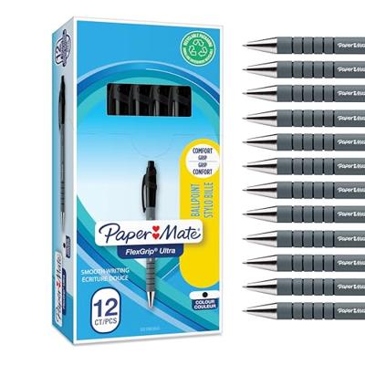 12x Paper Mate Flexgrip Ultra balpen zwart medium