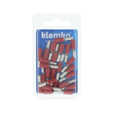 Vlaksteker rood 6,3x0,8mm voor 1,5-2,5mm² geïsoleerd 170480 5 stuks Klemko hersluibare verpakking