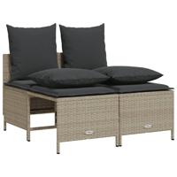 5-delige Loungeset met kussens poly rattan lichtgrijs - thumbnail