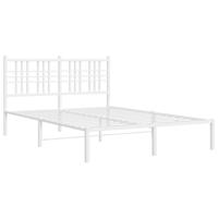 Bedframe met hoofdbord metaal wit 135x190 cm - thumbnail