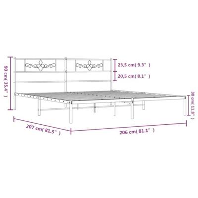Bedframe met hoofdbord metaal wit 200x200 cm - thumbnail