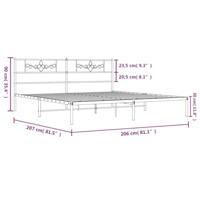 Bedframe met hoofdbord metaal wit 200x200 cm - thumbnail