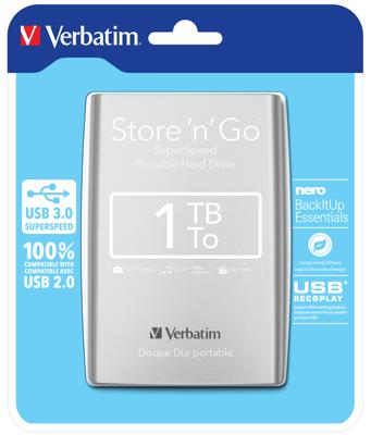 Verbatim Store n Go 1 TB Externe harde schijf (2,5 inch) USB-A 3.2 Gen 1 Zilver 53071 Verbatim Store n Go 1 TB Externe harde schijf (2,5 inch) USB-A 3.2 Gen 1 Zilver 53071