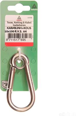 Karabijnh kous 10x100mm rvs Deltafix - Deltafix