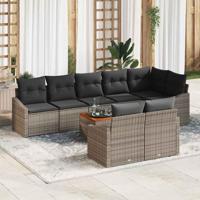 Tuinbankenset met kussen 9 pcs Grijs poly rattan - thumbnail