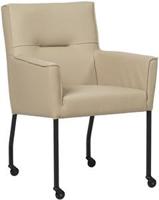 Taupe leren moderne eetkamerstoel Lucky - Toledo Leer Mastic (taupe leer) - thumbnail