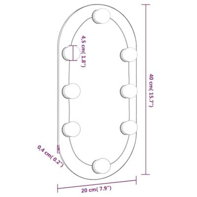 VidaXL Spiegel met led-verlichting 40x20 cm glas ovaal VidaXL Spiegel met led-verlichting 40x20 cm glas ovaal