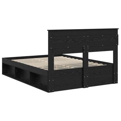 Bedframe met matras Zwart 160 x 200 cm Massief grenenhout