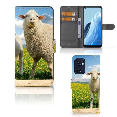 OPPO Find X5 Lite | Reno 7 5G | Telefoonhoesje | Met pasjeshouder | Schaap en Lammetje OPPO Find X5 Lite | Reno 7 5G | Telefoonhoesje | Met pasjeshouder | Schaap en Lammetje