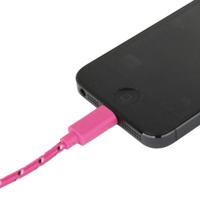 Geweven Nylon stijl USB Data Transfer / laad Kabel voor iPhone 6 / 6S & 6 Plus / 6S Plus / iPhone 5 & 5S & 5C, Lengte: 3 meter (hard roze) - thumbnail