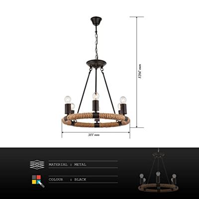 Globo Landelijk kroonluchterUlleu Ø 50cm met touw - 69029-6