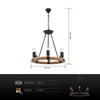 Globo Landelijk kroonluchterUlleu Ø 50cm met touw - 69029-6 - thumbnail