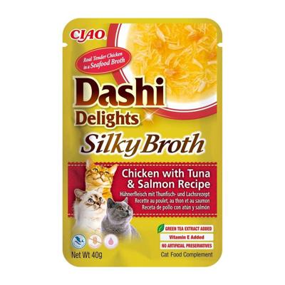 INABA CAT Dashi Delights Silky Broth Kip met Tonijn & Zalm - kattensnack - 40g