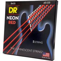 DR Strings NRB5-45 Hi-Def Neon red 45-125 set 5 snaren voor elektrische basgitaar - thumbnail