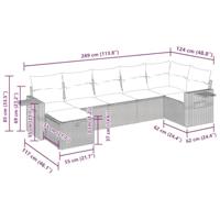 7-delige Loungeset met kussens poly rattan beige - thumbnail