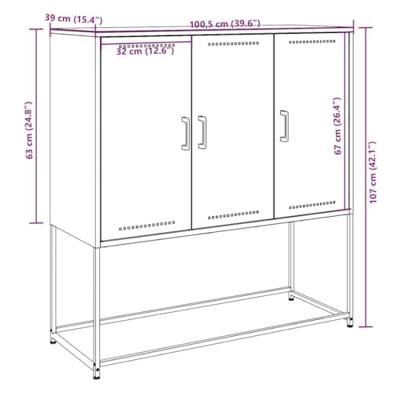 Hoge kast 100,5x39x107 cm staal olijfgroen