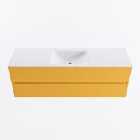 MONDIAZ VICA 150cm badmeubel onderkast Ocher 2 lades. Wastafel CLOUD midden zonder kraangat, kleur Talc. - thumbnail