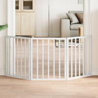 Hondenhek inklapbaar 3 panelen 150 cm populierenhout wit - thumbnail