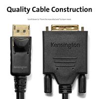 Kensington DisplayPort 1.1 naar DVI-D Kabel, 1,8 Meter M/M Passieve Eenrichtingsadapter, HDCP Compatibel, Full HD, 1080p, Kabel voor Monitoren en Projectors (K33023WW) - thumbnail
