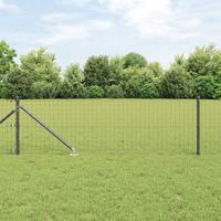 VidaXL Hek met paal grijs 0,4 x 10 m staal en pvc - thumbnail