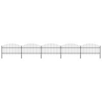 Tuinhek met speren bovenkant (1-1,25)x8,5 m staal zwart - thumbnail